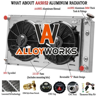 4-Row Radiator Shroud Fan Fit 1977-92 Cadillac DeVille/Pontiac/Buick/Brougham - Image 1 of 4