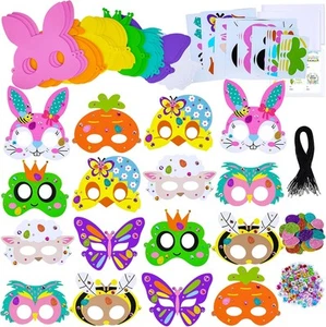 Winlyn 24 Sets Spring Masks Craft Kits DIY Foam Easter Kids Party Mask Orange - Picture 1 of 9