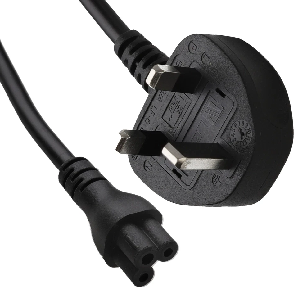 kenable Power Cord - UK Plug to C5 Clover Leaf Cloverleaf Lead 3m Cable