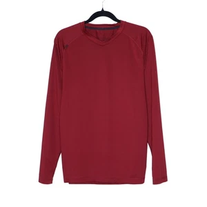 RHONE Reign Langarm T-Shirt Rot Streifen V-Ausschnitt Training Aktiv Herren M - Bild 1 von 12