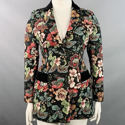Chaqueta Blazer ANNE FONTAINE Talla 10 Saskia Negra Multicolor Floral Jacquard Foto 1 de 4