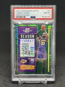 LeBron James 2020-21 Contenders Optic Season Ticket Green Pulsar /25 PSA 8 - Picture 1 of 2