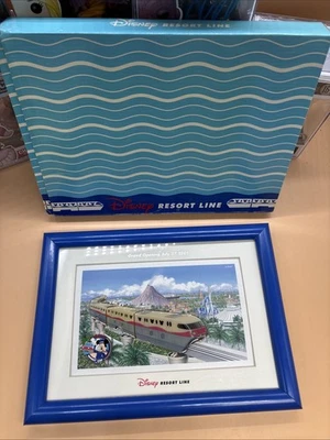 rare disney tokyo resort line monorail pin set framed with original box - Image 1 of 4