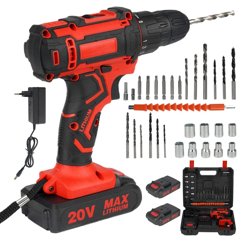 24V Akkuschrauber Set mit 42Nm Drehmoment 2-Gang LED 25 Bits für Heimwer - Bild 1 von 4