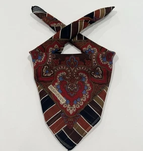 MEN HANDKERCHIEF VINTAGE YSL ART PAISLEY CLASSIC RED COTTON POCKET SQUARE 18” - Picture 1 of 8