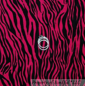 BonEful FABRIC FQ Cotton Jersey KNIT Pink Black Zebra Wild Girl Pattern Print US - Picture 1 of 7
