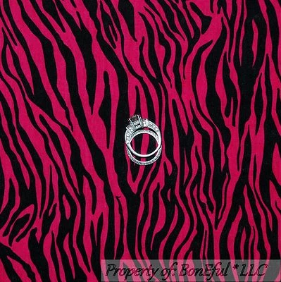 BonEful FABRIC FQ Cotton Jersey KNIT Pink Black Zebra Wild Girl Pattern Print US - Image 1 of 4