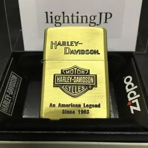 Accendino a olio Zippo Harley Davidson HDP-11 grande logo metallo incisione ottone oro Giappone - Foto 1 di 13