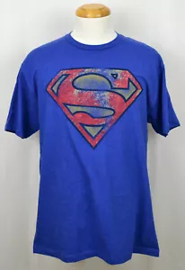 Camiseta Superman DC Comics Usada Logotipo Gráfico Camiseta Heather Azul Marino Nueva con Etiquetas - Imagen 1 de 2