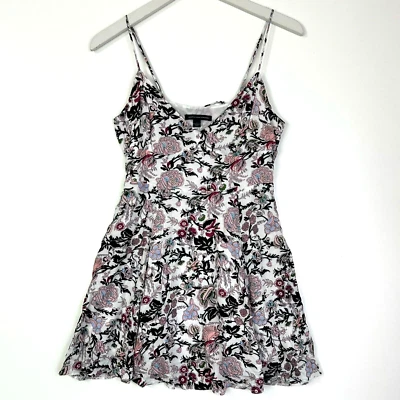 American eagle floral sun dress size 2 purple green white corset lace back - Image 1 of 4