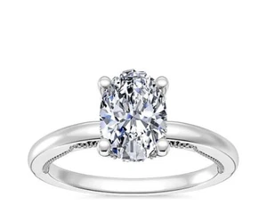 2 .15 Ct Oval IGI Certified Lab Grown Diamond Beautiful Ring 14K White Gold - Picture 1 of 9