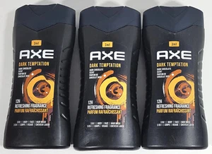 3 - Axe Body Wash Dark Temptation Chocolate 3-in-1 Men Face Hair Body 8.4 oz Ea - Picture 1 of 5