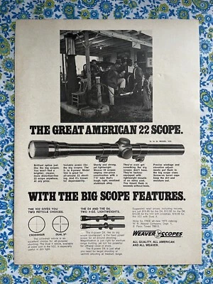 Винтажная печатная реклама 1973 Weaver Scopes Great American 22 Scope - Изображение 1 из 4