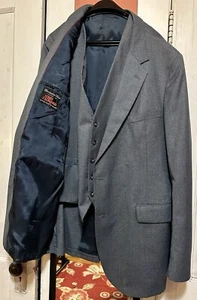 Christopher Hart Men’s Big & Tall Suit Jacket 48 & Vest Blue Check Jerry Leonard - Picture 1 of 16