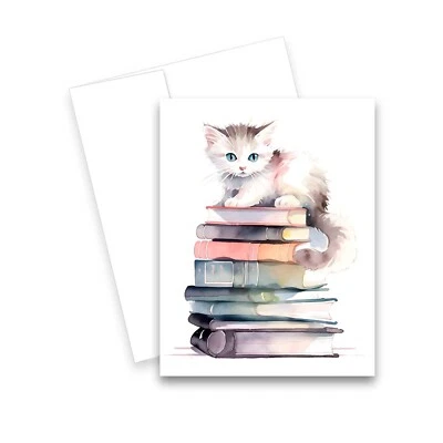 12 tarjetas de felicitación de gato para todas las ocasiones en blanco con sobres - tarjetas de gatito acuarela Foto 1 de 2