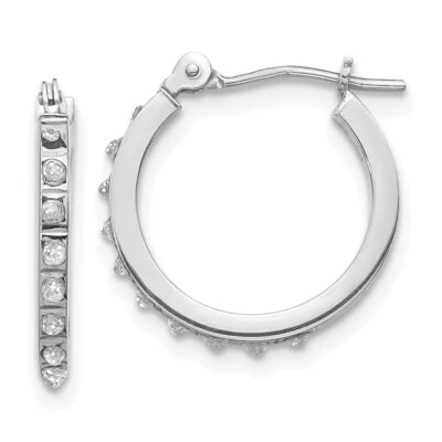 14k White Gold Diamond Fascination Hinged Hoop Earrings - Image 1 of 3