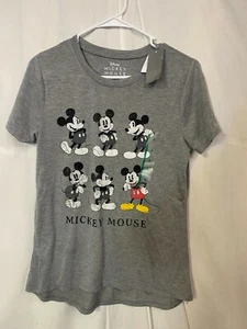 Women's Mickey Mouse Grid Short Sleeve Graphic T-Shirt - Gray M - Picture 1 of 2