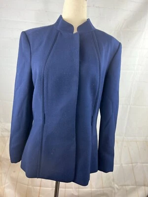 Blazer para mujer Calvin Klein talla 8 azul marino cuello alto manga larga elástico Foto 1 de 4