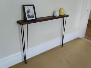 Solid Wood Narrow Hairpin Console Table - Various Sizes & Colours - Made in UK - Picture 1 of 18