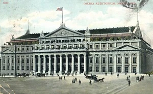 Omaha Auditorium Omaha Nebraska c1908 Postal AC Bosselman - Imagen 1 de 2