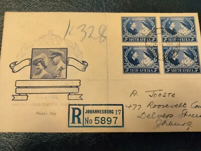 Sudáfrica USADA 1948 Plata Aniversario Boda Registrado 1er Día Cubierta. Foto 1 de 4