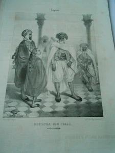 Gravure Litho 19èm Algérie Musrapha Ben Ismail et sa famille - Imagen 1 de 1