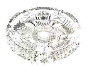 Vintage Kristal Art Deco Polished Clear Cut Star Burst Crystal Ashtray - Picture 1 of 4