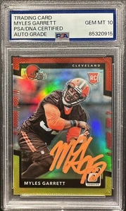 2017 Myles Garrett Signed Autographed Red Yellow Optic Prizm Rookie PSA Gem 10 - Picture 1 of 2