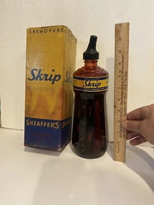 Sheaffer Skrip Vintage Completo 32 Oz Bottiglia di Vetro Inchiostro Rosso Permanente 032 Metà Secolo - Foto 1 di 10