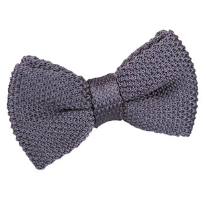 Charcoal Boys Pre-Tied Bow Tie Knit Knitted Plain Formal Bowtie by DQT - Picture 1 of 1