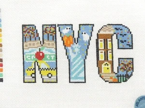 Atlantic Blue Canvas NYC Fall Theme Sign Handpainted Needlepoint Canvas - Picture 1 of 1