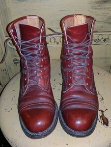 BOTAS DE ABUELA DE CUERO BORGOÑA DE COLECCIÓN DE SERVICIO EE. UU. 5 M 6 TOBILLO DE MONTAR CORRER GRANDES - Imagen 1 de 9