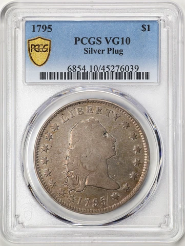 1795 Silver Plug $1 Flowing Hair Silver Dollar VG10 PCGS 45276039 B-4 BB-14 Cover