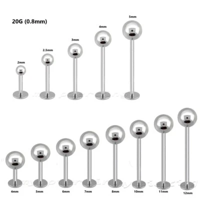 2pcs. Ball Top Steel Labret Monroe Lip Ring Ear Cartilage Helix Tragus Piercing - Image 1 of 4