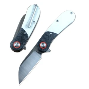 Cuchillo Plegable TWOSUN M390 Hoja Satinada Fibra de Carbono Mango Titanio TS204 - Imagen 1 de 5