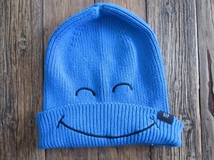 Gap Kids Smiley World Blue Knit Beanie Winter Hat L/XL Cotton Blend SMILEYWORLD - Picture 1 of 7