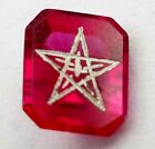Antique Masonic Eastern Star Red Octagon Stone Silver 7.5 mm x 6.5 mm #P588
