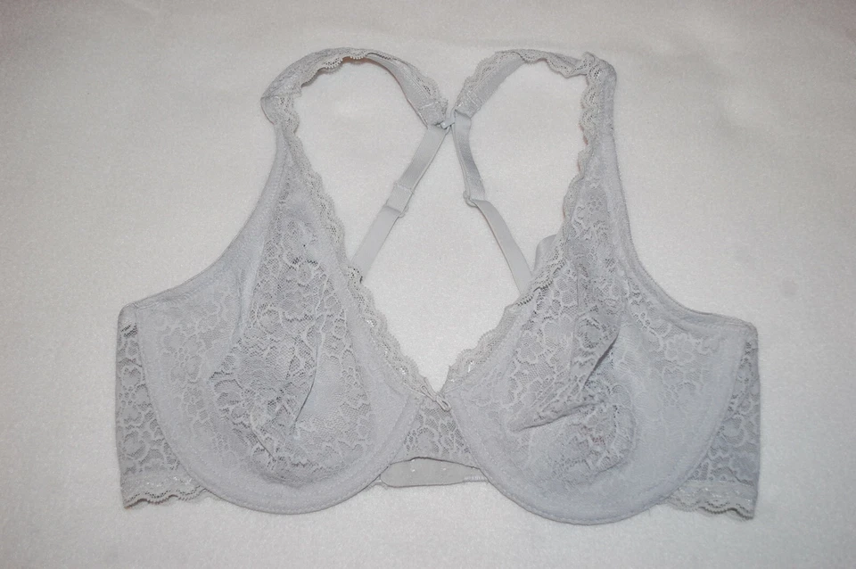 Jr Sujetador bidireccional de encaje gris ceniza para mujer con aros REG OR RACERBACK sin relleno TALLA 34D Foto 1 de 2