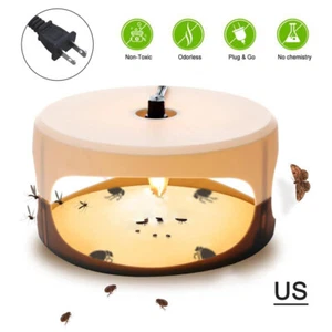 Electric Dome Flea Light Trap Bed Bug Trap Killer With 2 Glue Discs Sticky I1G4 - Picture 1 of 6
