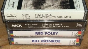 LOT 4 NEW SHRINK CASSETTE TAPES George Strait Tom T Hall Bill Monroe Red Foley - Picture 1 of 2