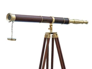 Telescopio de pie náutico de latón con soporte de piso de 39" para decoración del hogar - Imagen 1 de 8