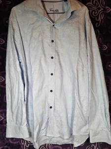 Tasso Elba - Mens Button Up Light Blue Long Sleeve Shirt - Light Blue Paisley XL - Picture 1 of 9