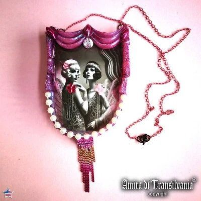 Golden Age Belle Epoque Necklace Pendant Jewelry Art Deco Charm Strass Vintage 4 - Image 1 of 4