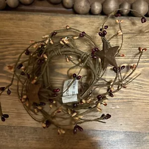"NUEVO Anillo de Velas Corona de Baya Primitiva Estrellas Oxidadas 3"" Borgoña/Oro Pip Berries - Imagen 1 de 3