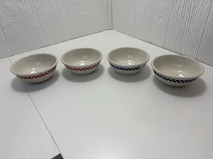 Homer Laughlin Red & Blue Checkered Diner Cereal Bowl Lot Of 4 USA - Picture 1 of 23