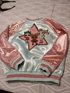 LOL Surprise Dolls Reversible Bomber Jacket Aqua Girl's Size S 6/6X shiny pink - Picture 1 of 4