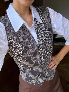 Chaleco tapiz de seda italiano, chaleco de mujer, chaqueta sin mangas, academia ligera vintage - Imagen 1 de 10