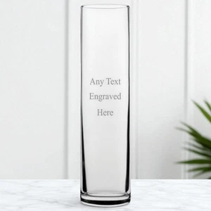 Personalised Engraved Round Bud Vase 8" (20cm) Gift For Birthday Wedding - Picture 1 of 1