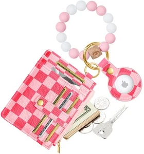 Wallet Keychain Wristlet for Women with AirTag Holder - Cute Design Credit Ca... - Picture 1 of 6