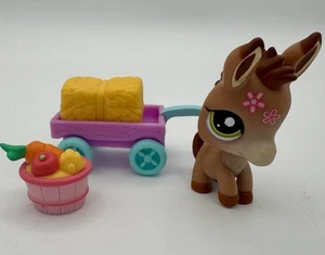 LPS Authentic 1944 Tan Brown Donkey Pink Flowers Green Eyes Original Zubehör - Bild 1 von 6
